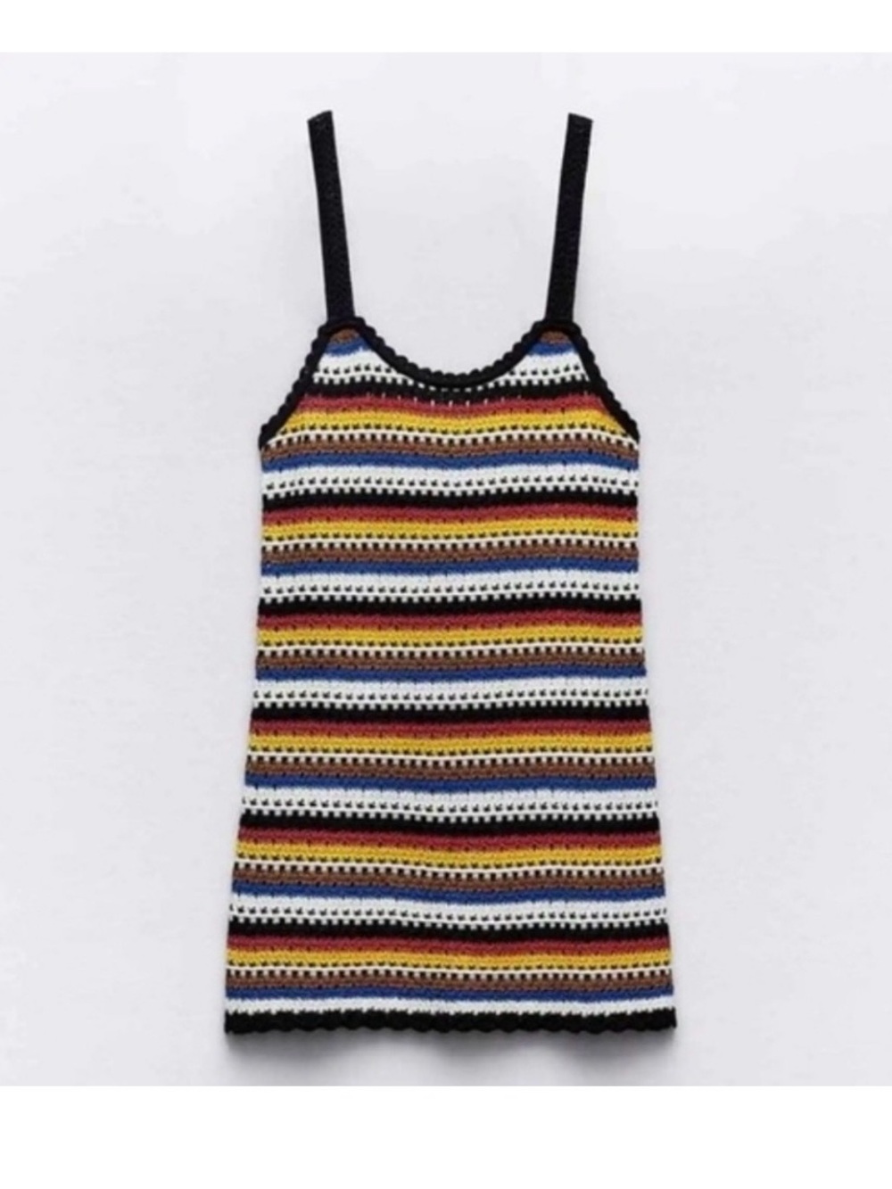 Zara Striped Crochet Swim Coverup in Black, White, Blue, Yellow, Red